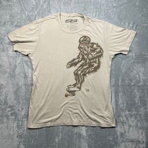 Ames Bros Bigfoot Sasquatch Skateboard Graphic T Shirt Beige Tan Mens XL